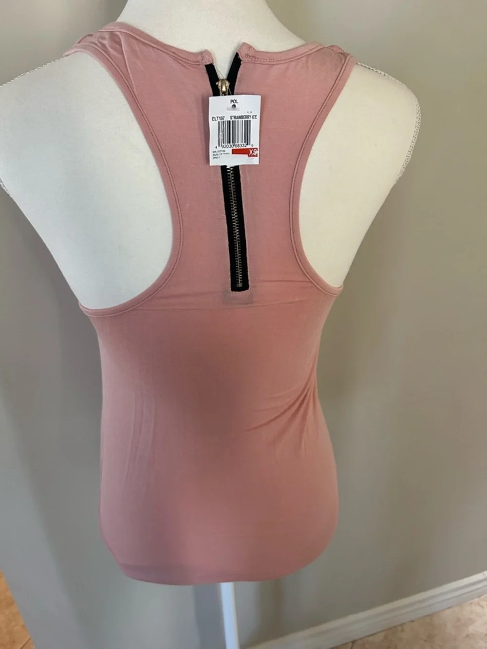 POL Strawberry Ice Sleeveless Tank with Front Zip - Pink